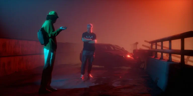 Controle PlayStation com símbolo de alerta e fundo noturno brasileiro